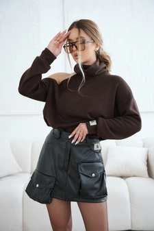 Sweter damski BG Gigi | gorzka czekolada