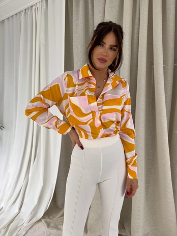 Koszula GOSSIP print – pomarańczowo-różowa