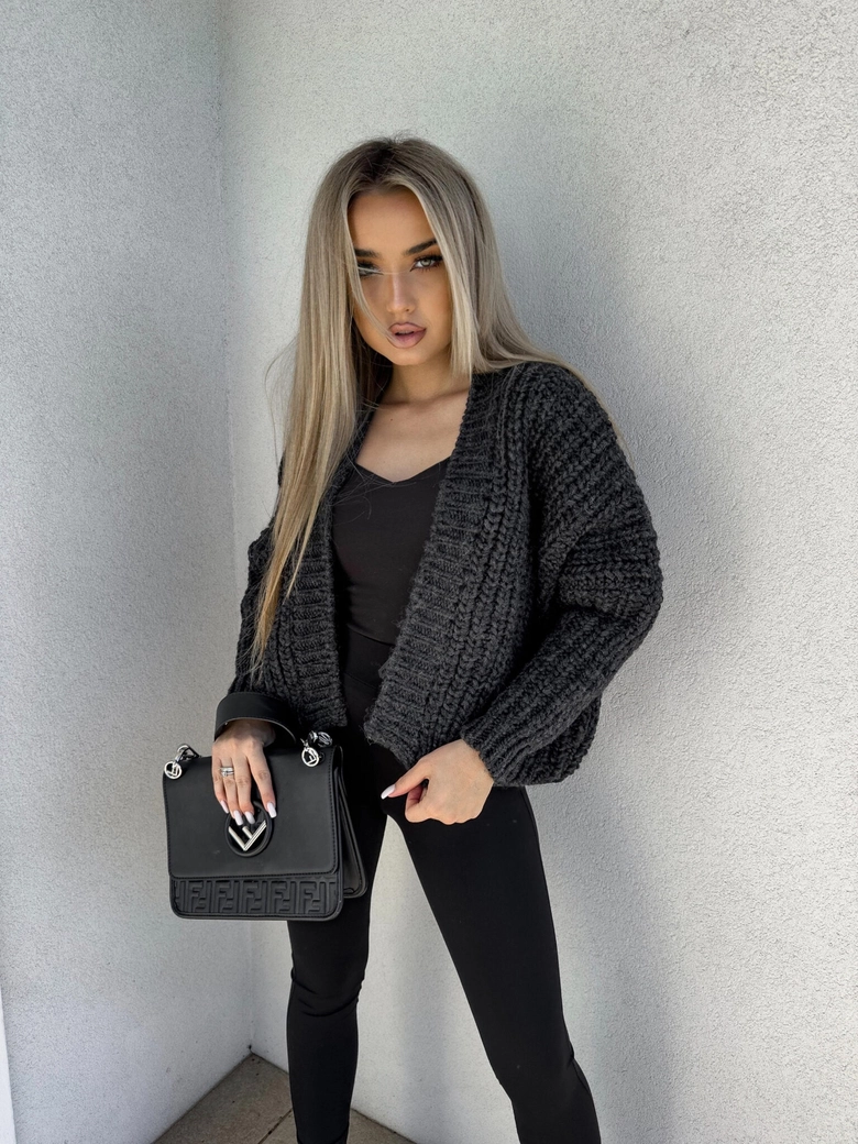 Sweter bomberka MERINO - grafitowy E17998