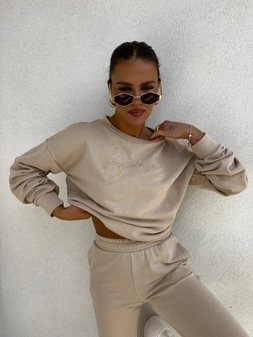 Bluza dresowa LOGO – beżowa