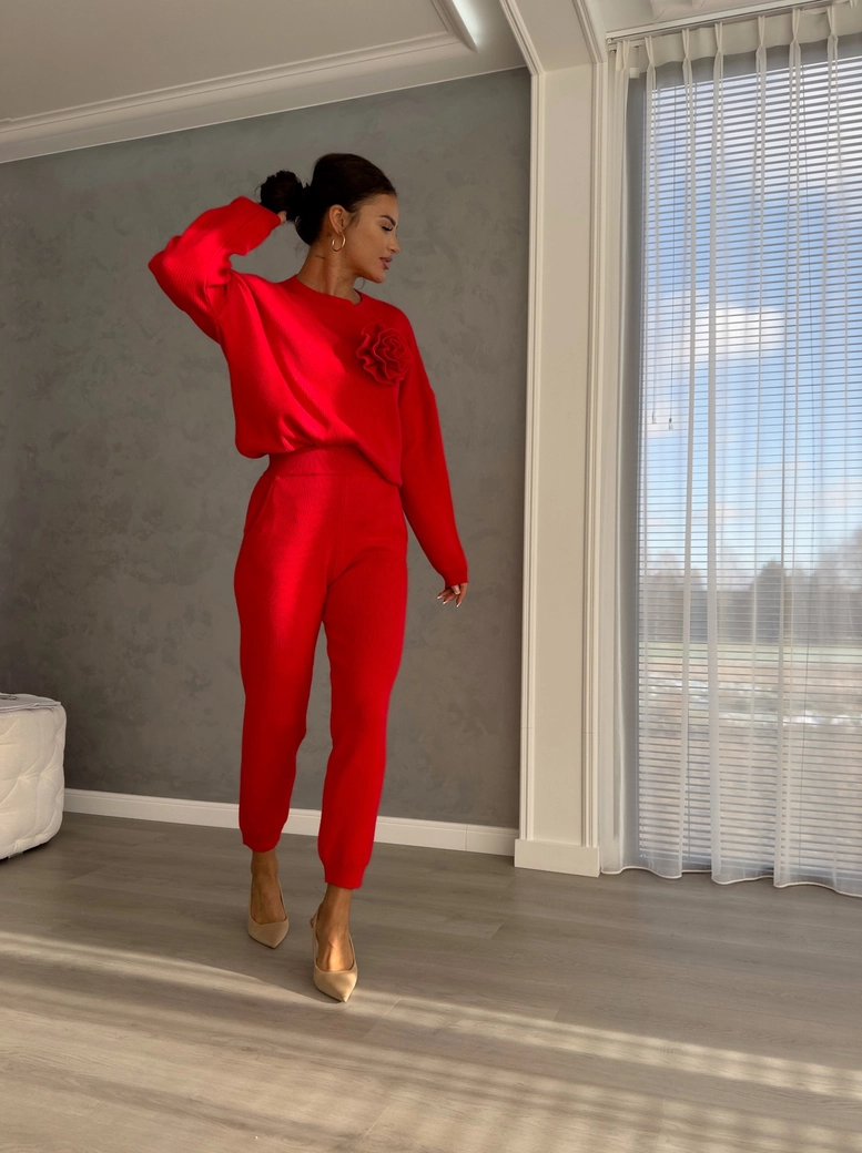 Komplet DELANI LONG – czerwony N19018