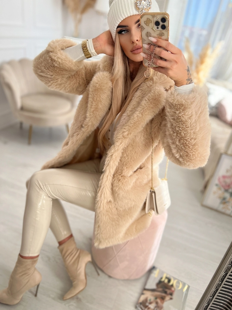 Botki na szpilce a'la skarpeta beżowe I387