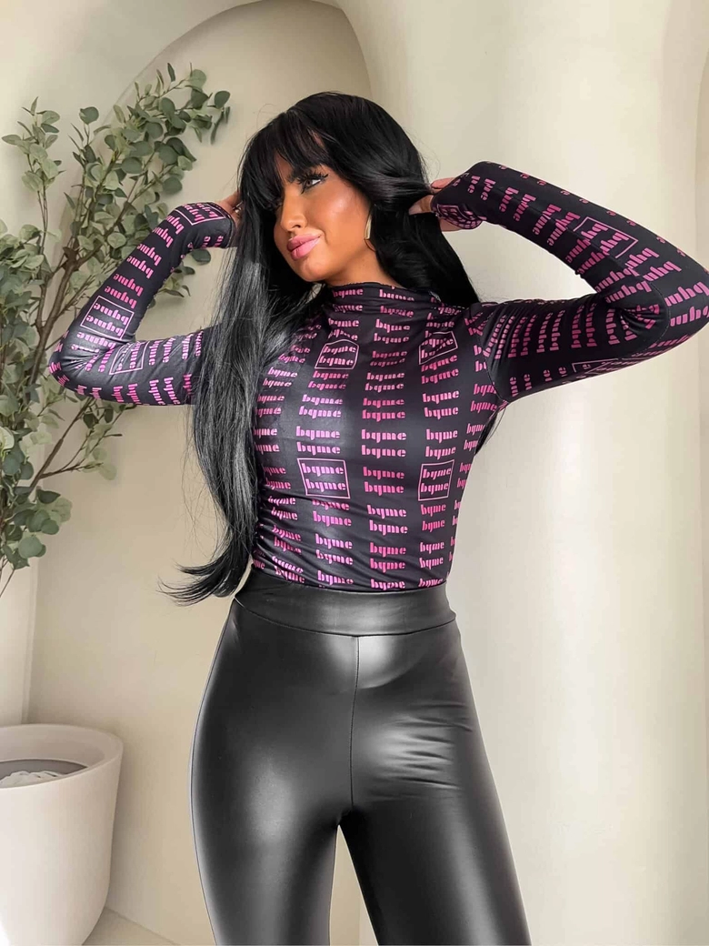 Bluzka SKIN MIU – czarno-fuksja