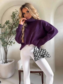 Sweter golf LAVER - śliwka