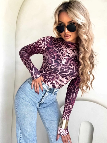 Bluzka SKIN print pantera – róż