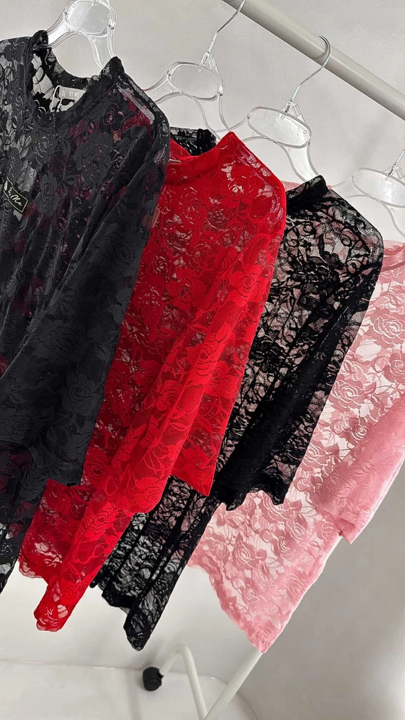 Bluzka MARMARIS II koronka new - czerwona