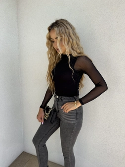 Bluzka SKIN IV transparent gładka - czarna C17154