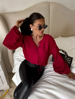 Bluzka BOHO wiskoza - czerwona