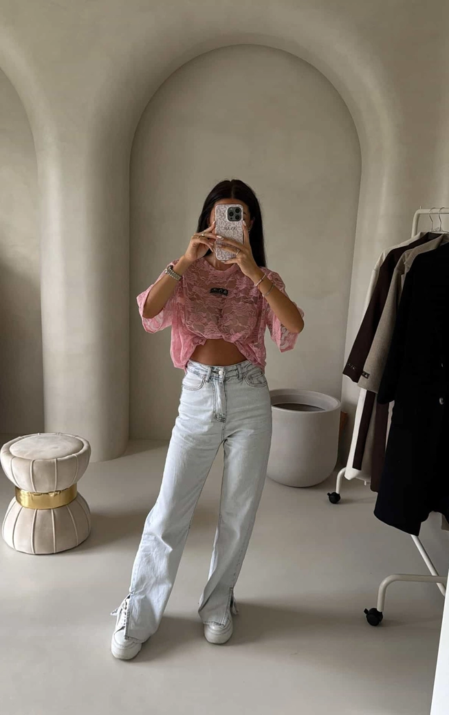 Bluzka MARMARIS II koronka new - pudrowy róż