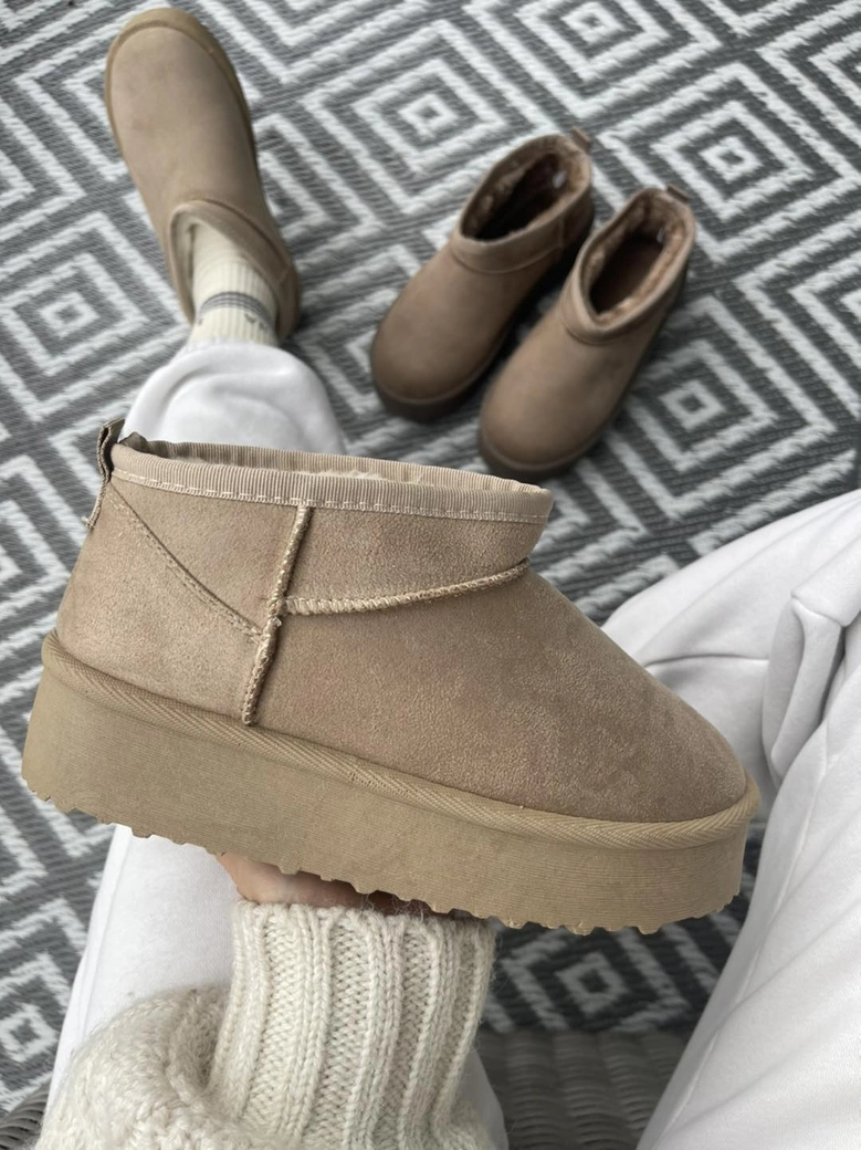Buty emu śniegowce na platformie beżowe I606
