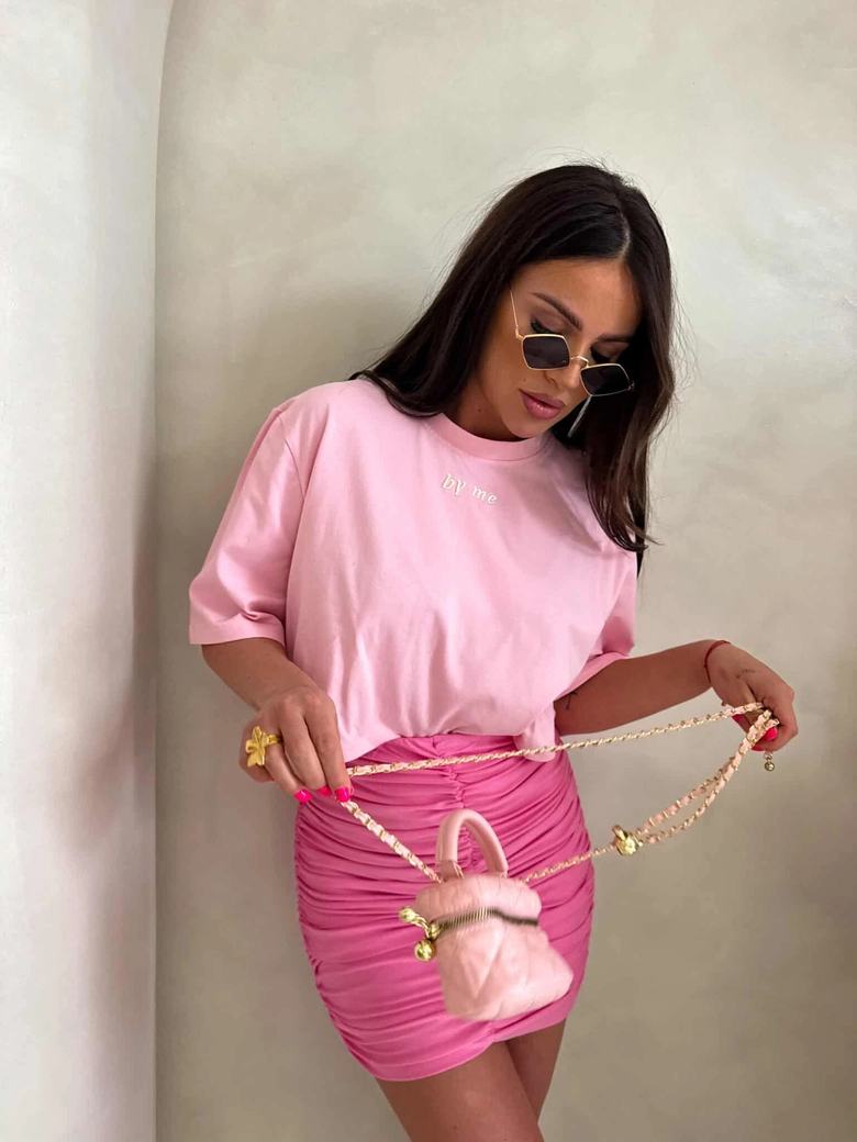 T-shirt pudełkowy ALLO - różowy