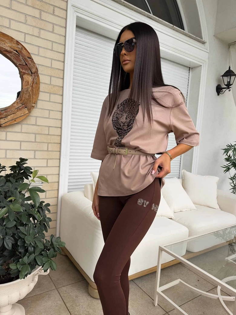 T-SHIRT MEDIUM TIGER - mokka