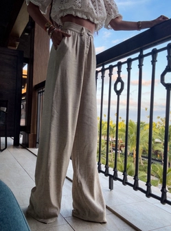 Spodnie SIMPLE natural - szaro-beż