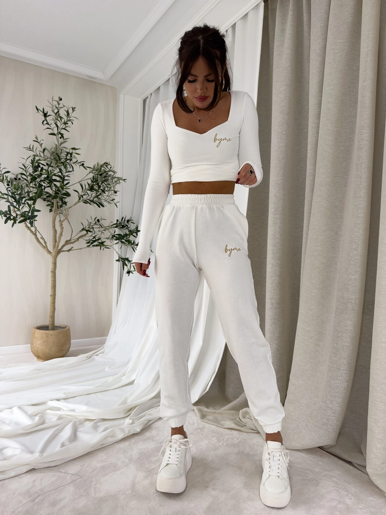 Spodnie dresowe LOGO - ecru