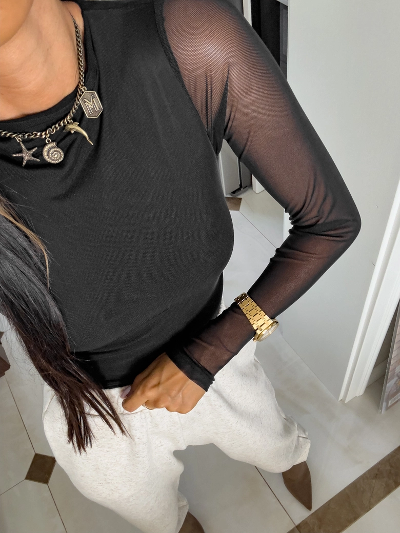 Bluzka SKIN IV transparent gładka - czarna C17154