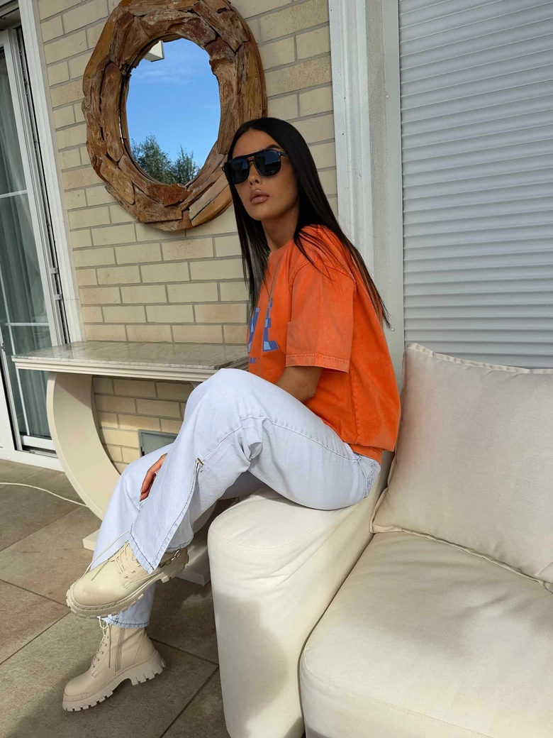 Dekatyzowany t-shirt BALEN - pomarańczowy