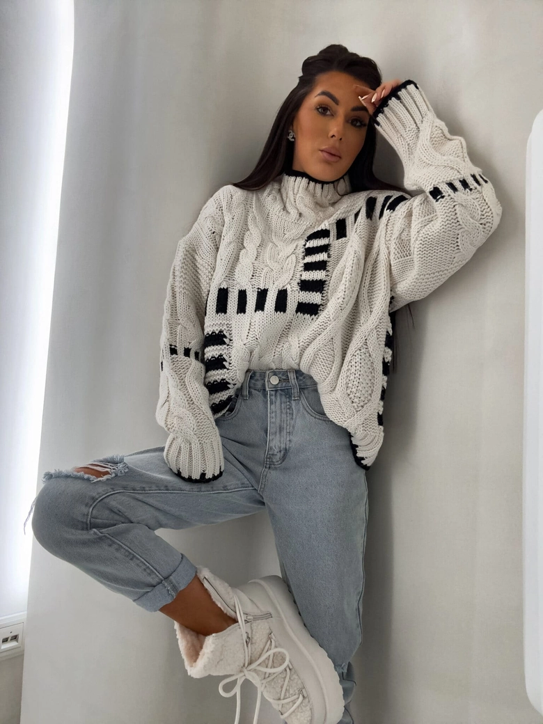 Sweter golf TRAIN – ecru