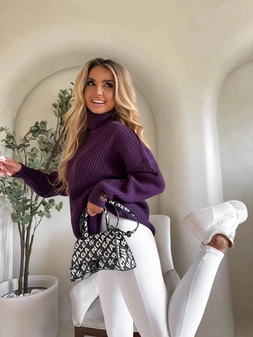 Sweter golf LAVER - śliwka