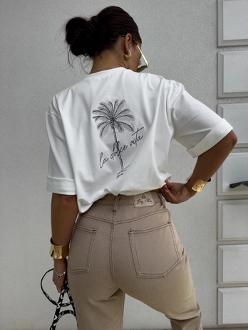 T-shirt PALMS – ecru