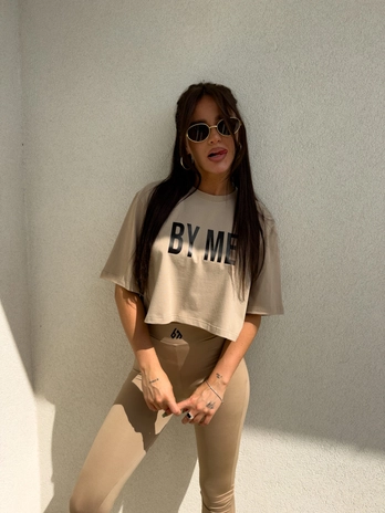 T-shirt pudełkowy KANSAS - beżowy