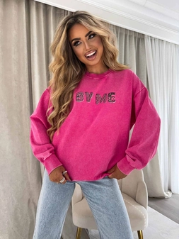 Dekatyzowana bluza POWER - różowa