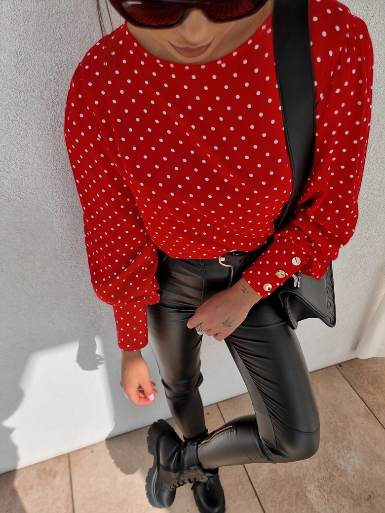 Bluzka MONICA kropeczki - czerwona C18616