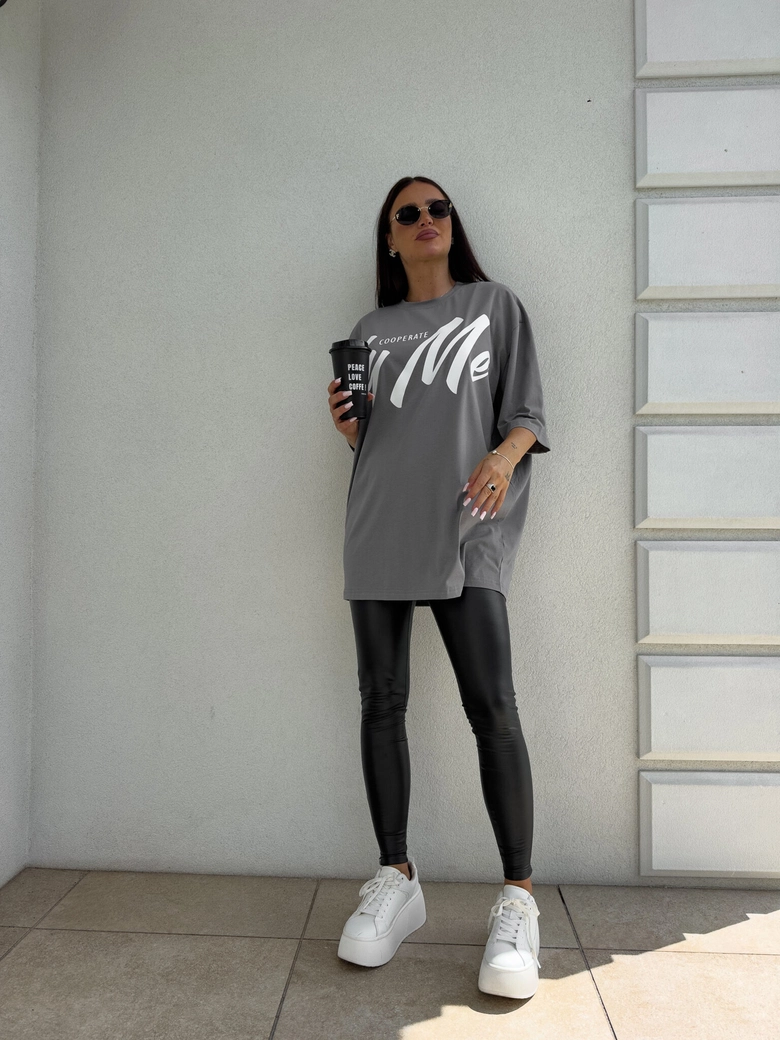 Tuniko sukienka t-shirt COLA - szara