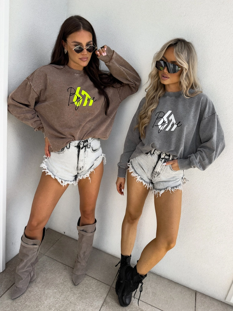 Dekatyzowana bluza MONETTE - ciemny beż