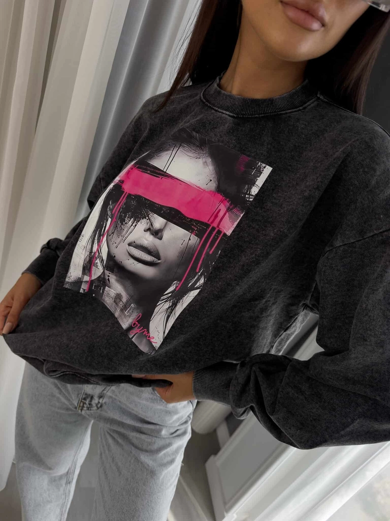 Dekatyzowana bluza LOCK - czarna