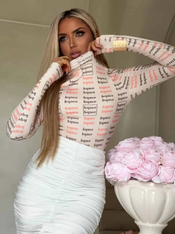 Bluzka SKIN MIU – jasny beż-koral