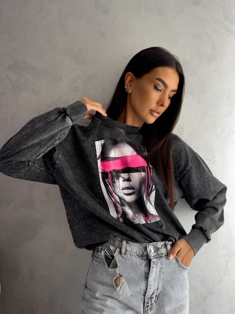 Dekatyzowana bluza LOCK - czarna