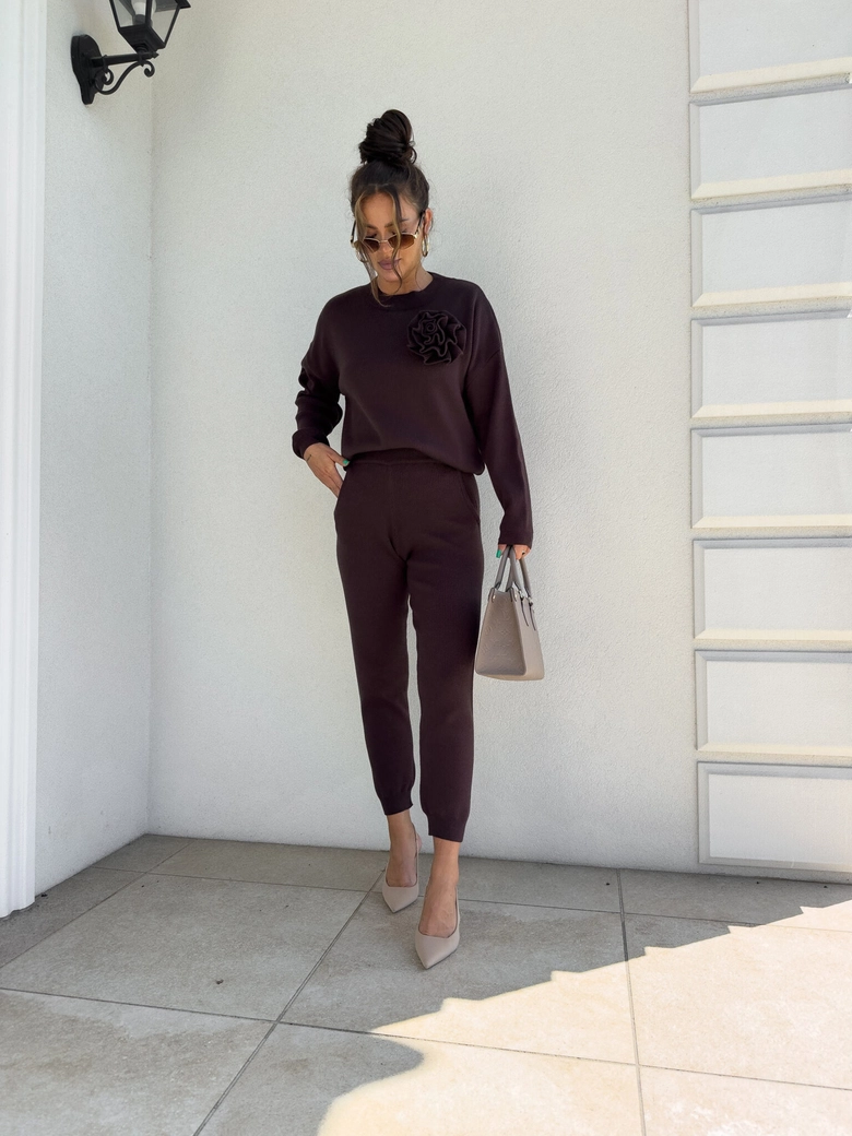 Komplet DELANI LONG – czekoladowy N18337