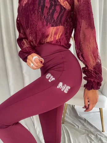 Legginsy WOW - bordowe