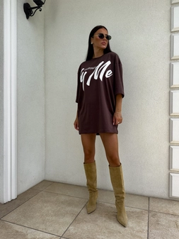 Tuniko sukienka t-shirt COLA - czekoladowa