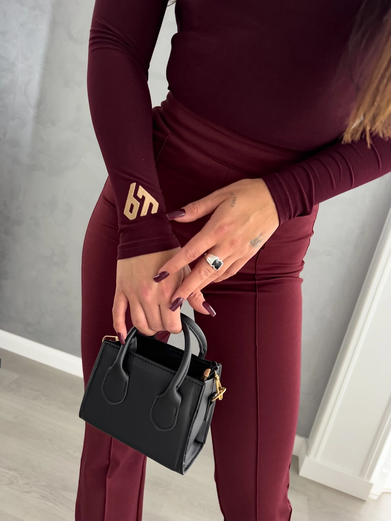 Spodnie DZWONY - bordowe T18571