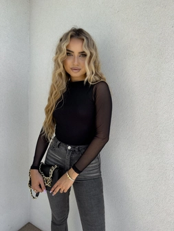 Bluzka SKIN IV transparent gładka - czarna C17154