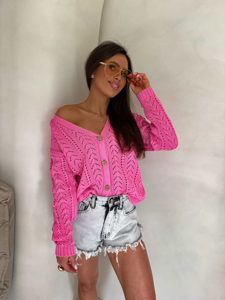 Sweter WOOD – ciemny róż