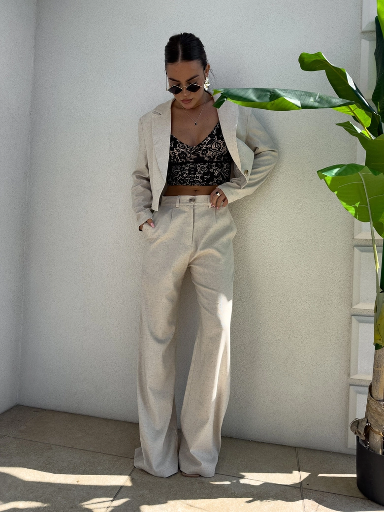 Marynarka SLIM natural - szaro-beż