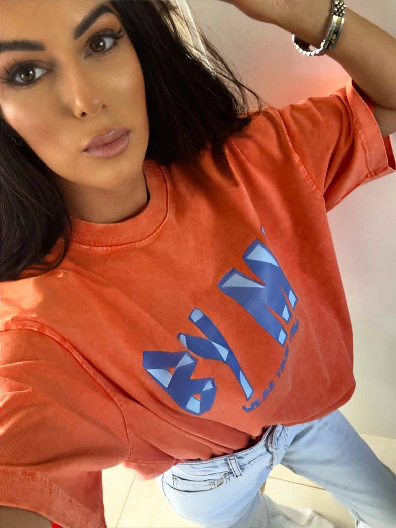 Dekatyzowany t-shirt BALEN - pomarańczowy