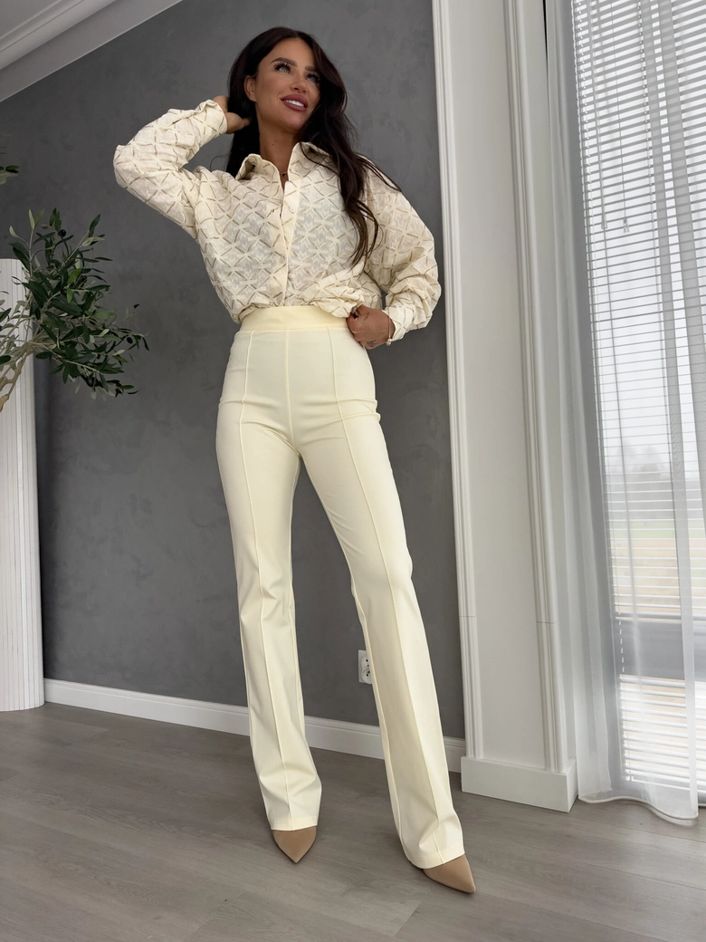 Spodnie DZWONY - waniliowe