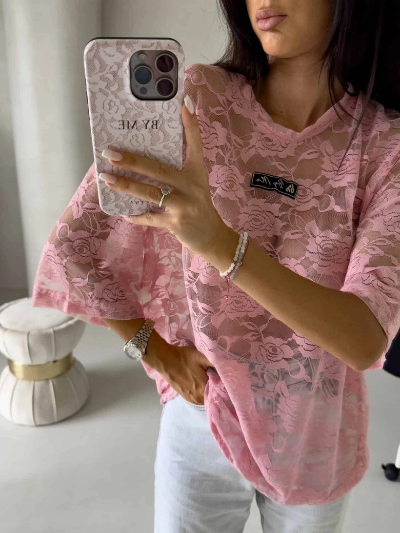 Bluzka MARMARIS II koronka new - pudrowy róż