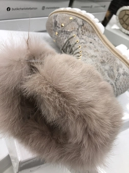 Workery skórzane z futerkiem wzór wężowy I507