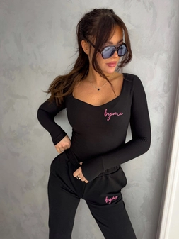 Bluzka PINK LOGO – czarna