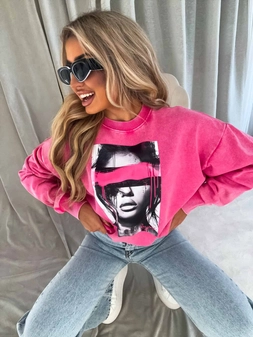 Dekatyzowana bluza LOCK - różowa