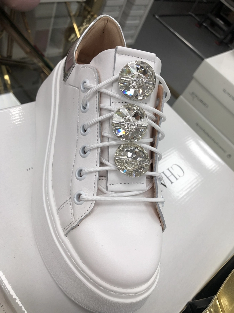 Sneakersy na wysokiej podeszwie białe Diamonds I549