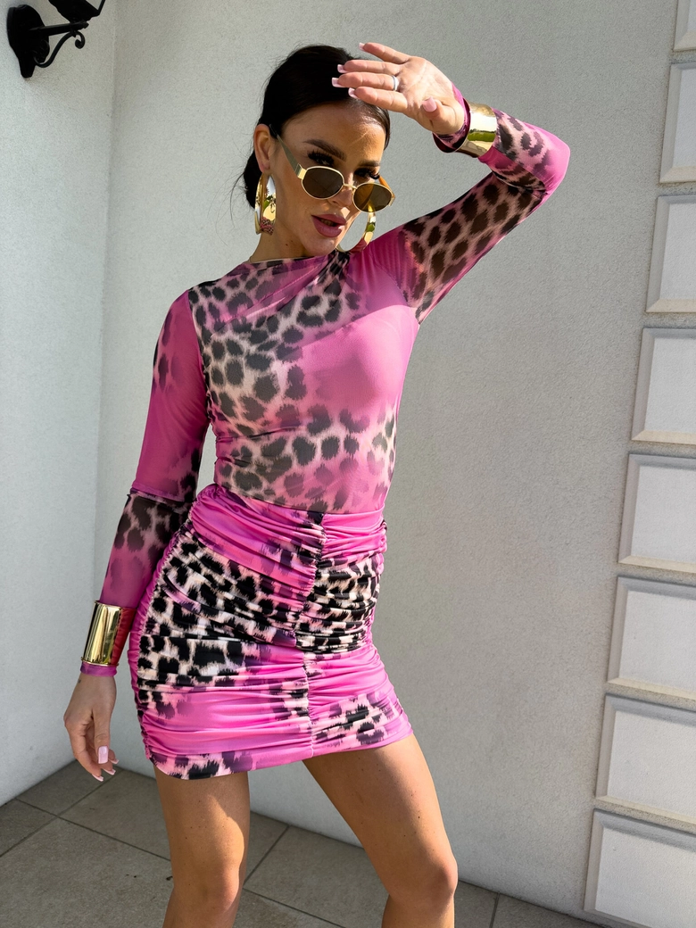 Spódnica MARSZCZONA print gepard – fuksja