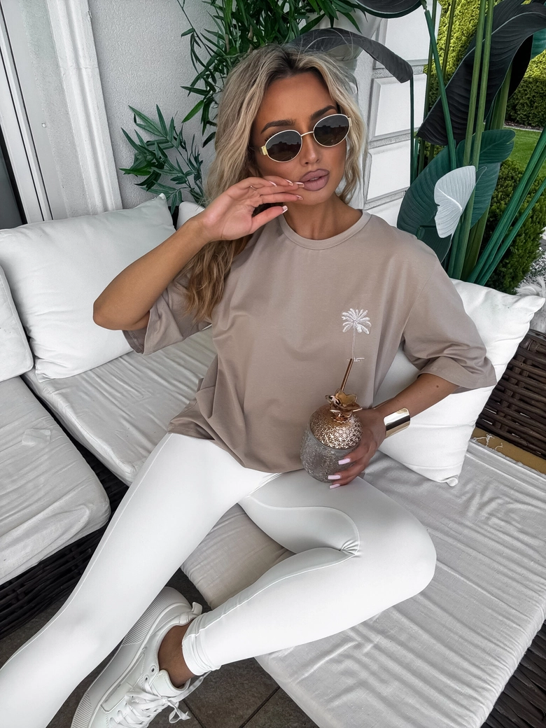 T-shirt PALMS – ciemny beż