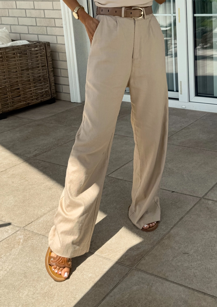 Spodnie BIANCO - beżowe T17829