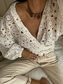 Kimono AŻUROWE koła - ecru