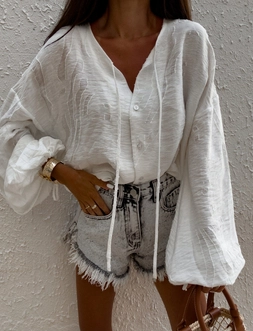 Bluzka BOHO wiskoza - ecru